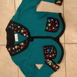 Vintage Petite Sophisticates Jewled Cropped Cardigan Size Small